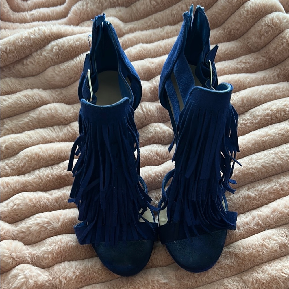 Fringe Navy Blue Women's Sandals